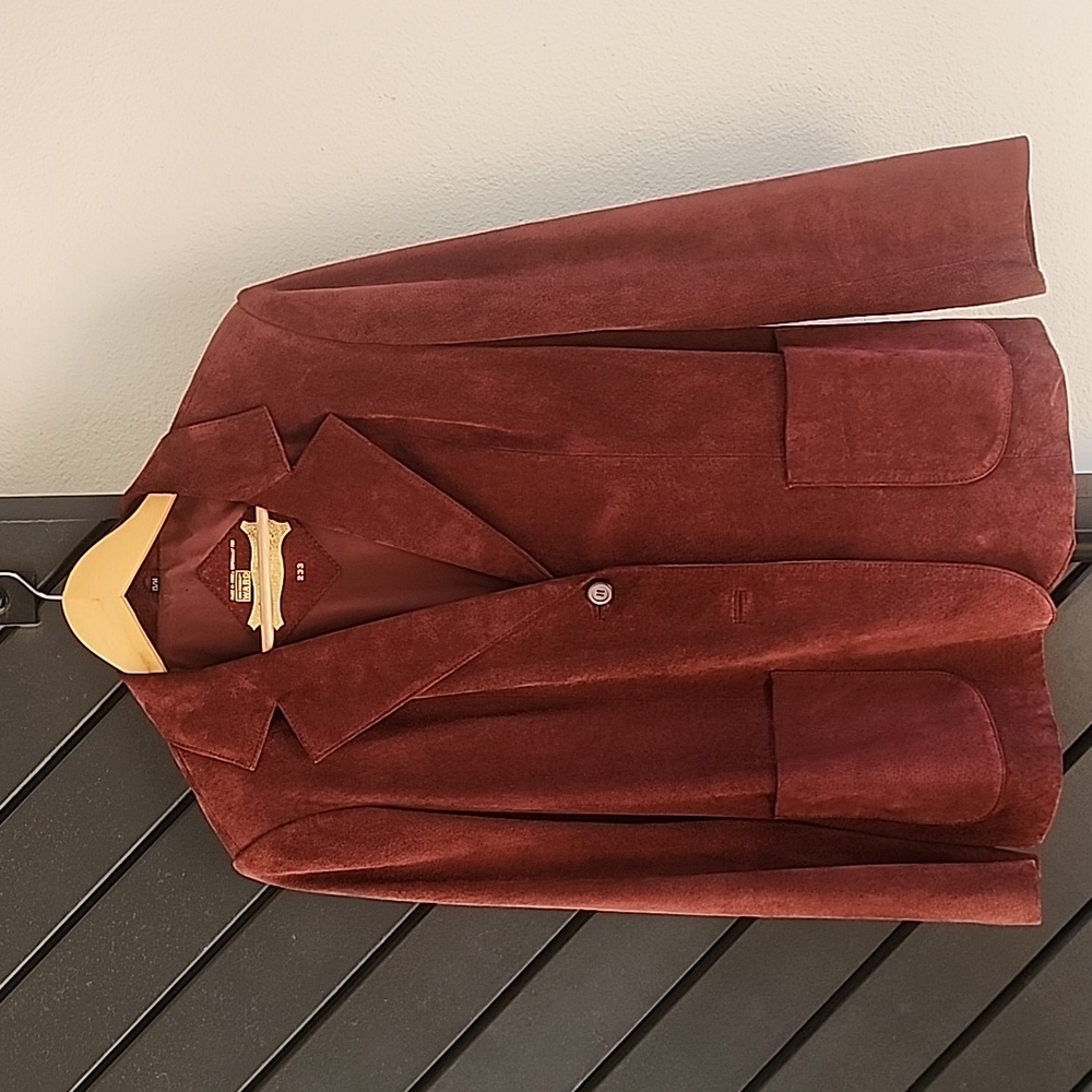 Vintage Genuine Suede Leather Burgundy Blazer